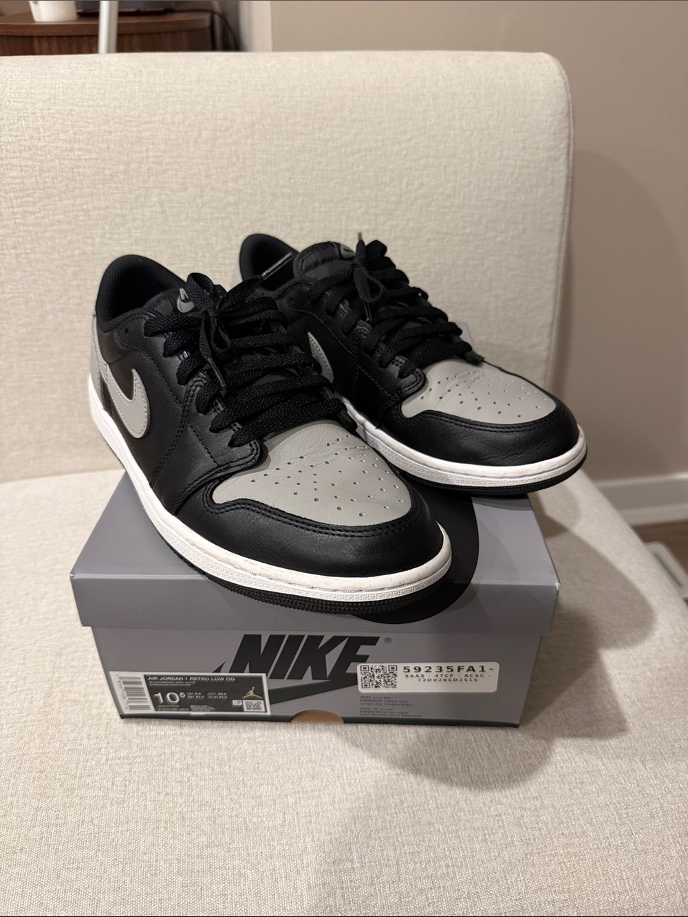Nike Air Jordan 1 OG Black and Gray Low-Top Sneakers